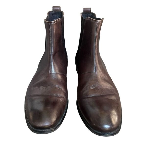 John Varvatos $698 Amsterdam Brown Leather Ankle Boots Size 13 Slip On - Picture 2 of 15